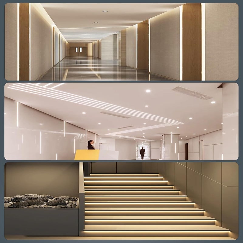 Caniuev 6 عبوات من قناة LED مدمجة 3.3 قدم بدون حواف من الألمنيوم للجدران والأسقف مع موزع حليبي - Image 3